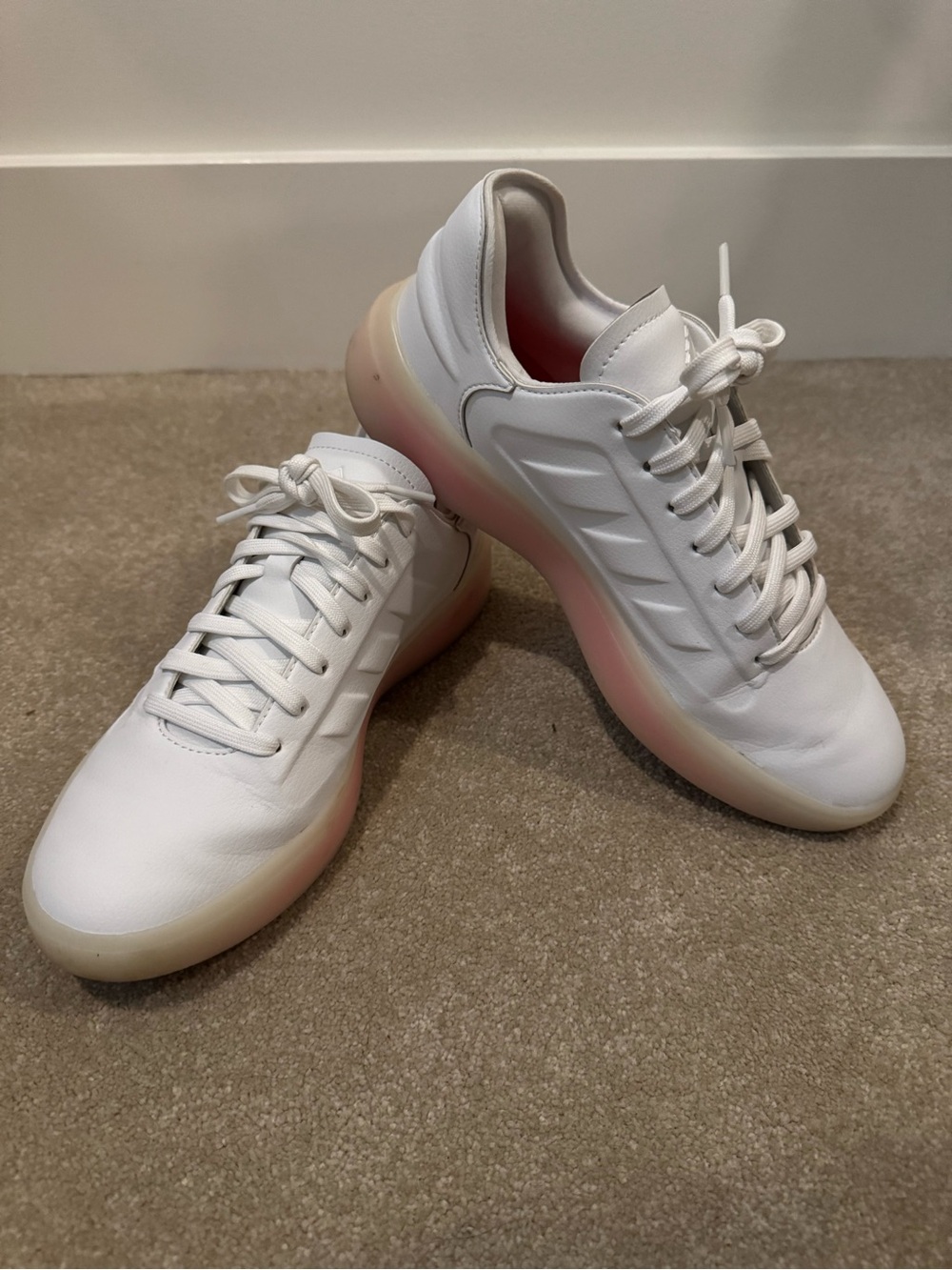 adidas White Limited Edition Sneakers with Pink-Gradient Sole